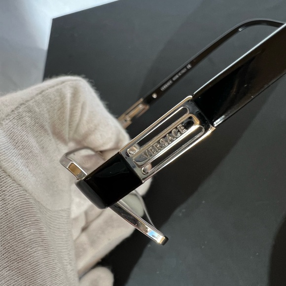 🆕 VERSACE Silver-Tone Metal Rimmed Clear Glasses 54-16-140mm • RX Friendly • NIB - Picture 11 of 13